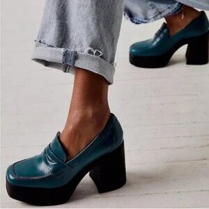 Free People Teal Platform Shoes